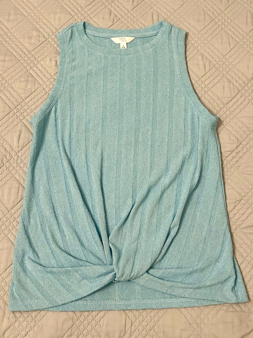 Time and Tru Women’s Light Blue Knotted Tank, Size Small